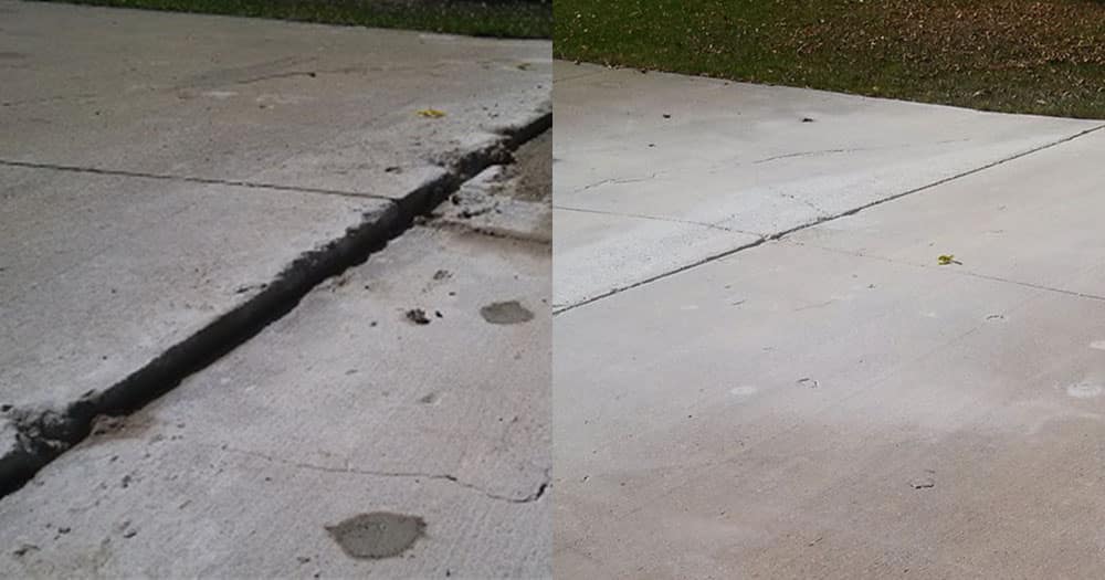 concrete raising for driveway before and after