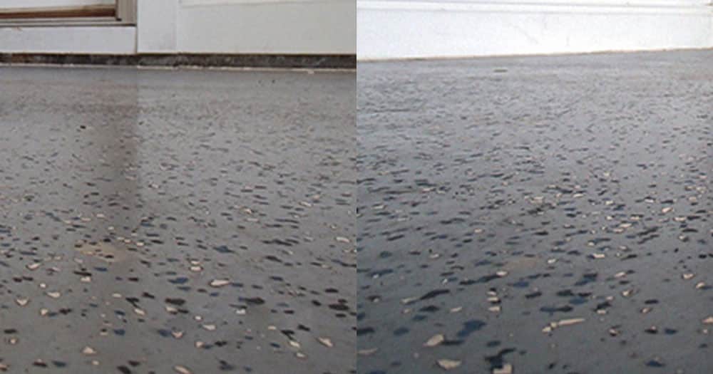 concrete lifting uneven and sinking floor before and after