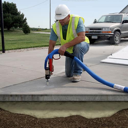 Step three to polylevel concrete leveling